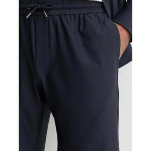 REISS Ajay Seersucker Drawstring Shorts in Navy